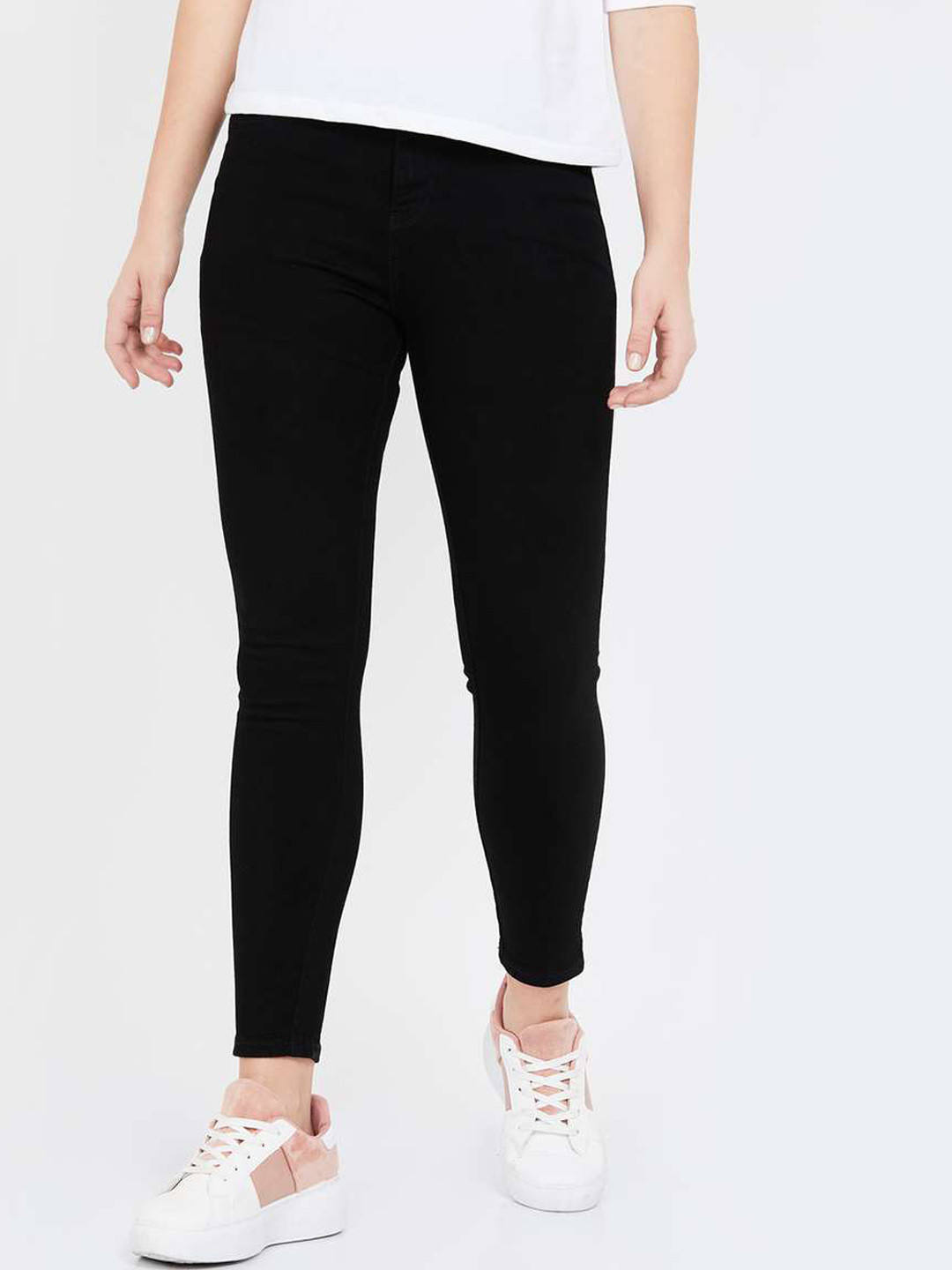 Xpose Women Comfort Slim Fit High-Rise Clean Look Stretchable Cropped Jeans