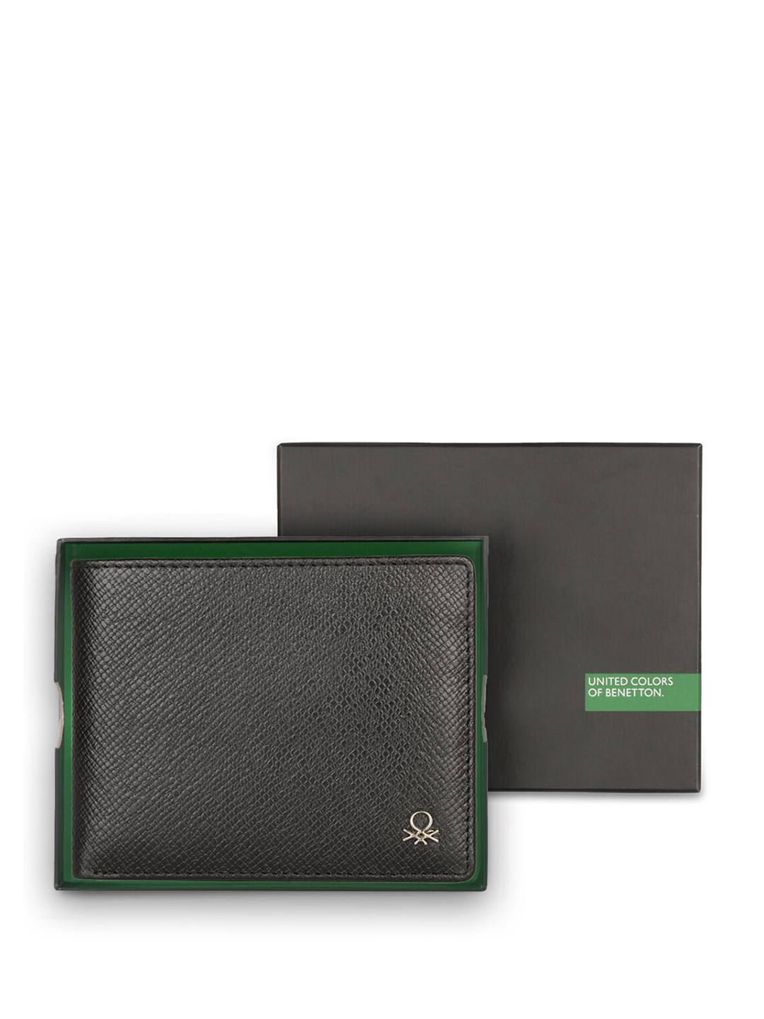 United Colors of Benetton Men Textured Leather Two Fold Wallet