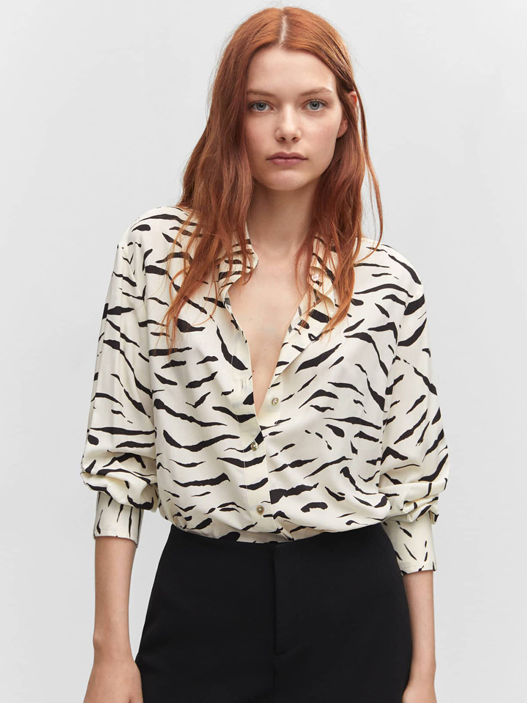 MANGO Animal Printed Formal Shirt