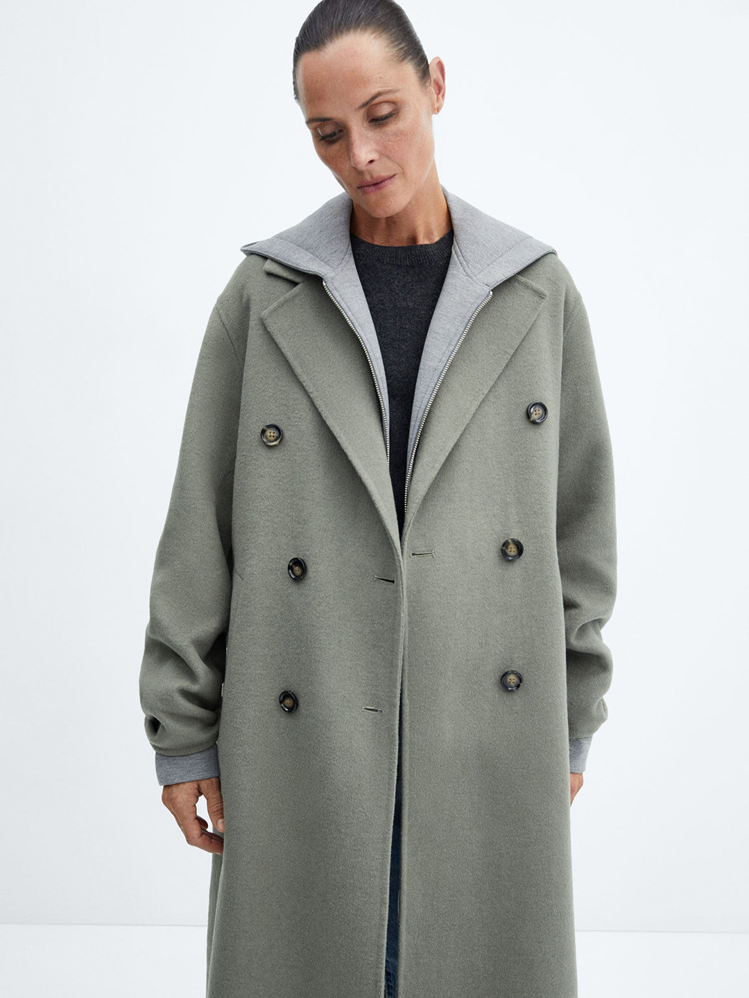 MANGO Double-Breasted Longline Oversized Coat