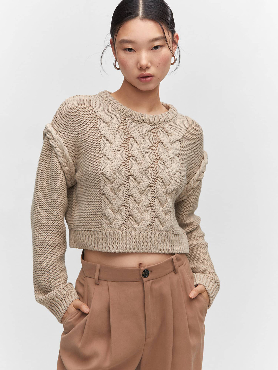 MANGO Cable Knit Pullover