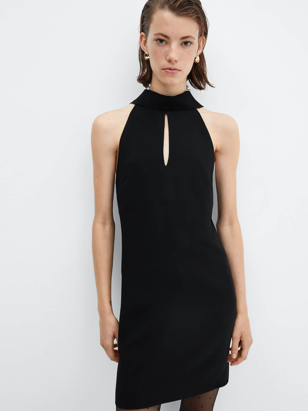 MANGO Keyhole A-Line Mini Dress