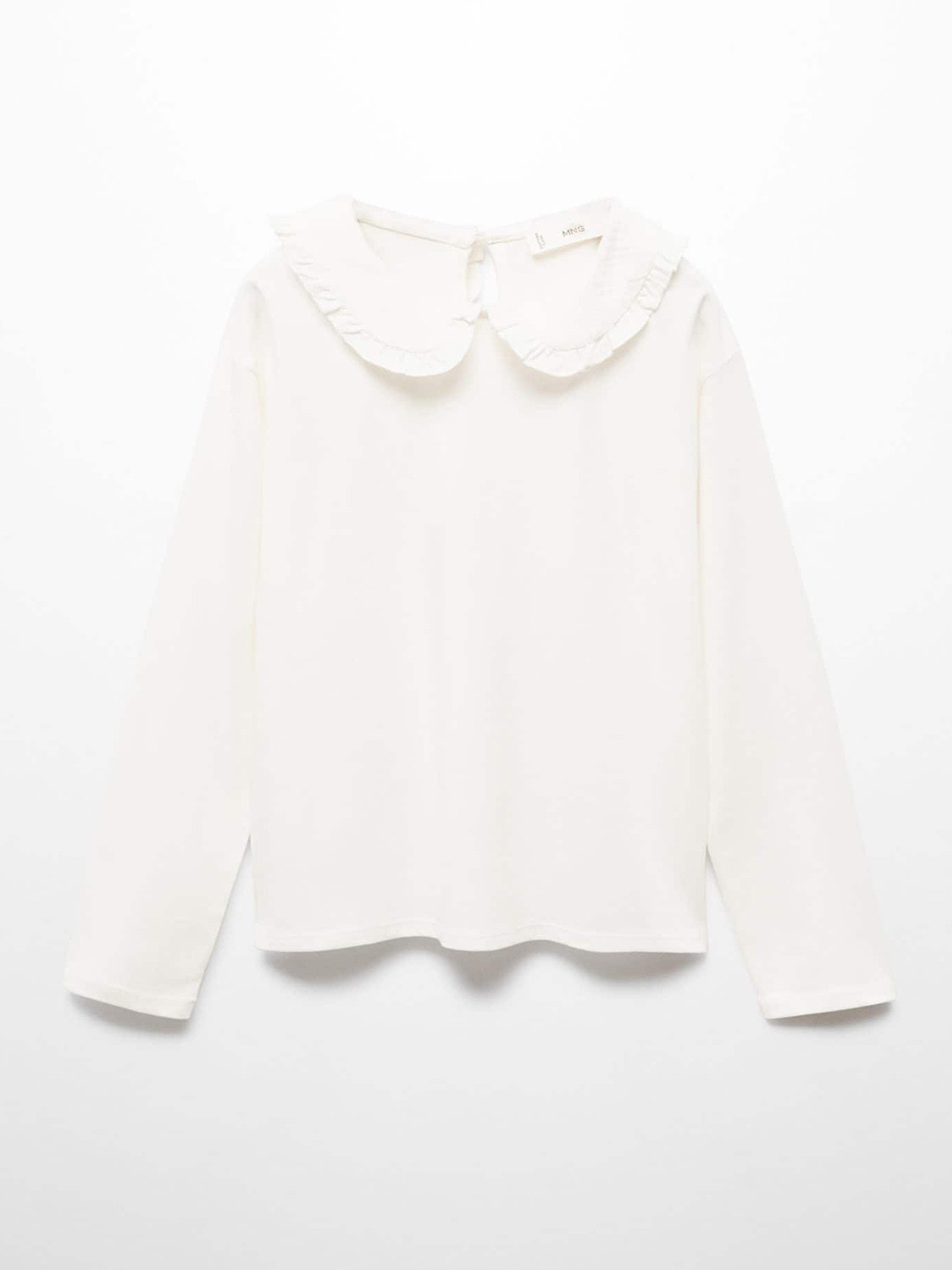 Mango Kids Girls Peter Pan Collar Pure Cotton T-shirt