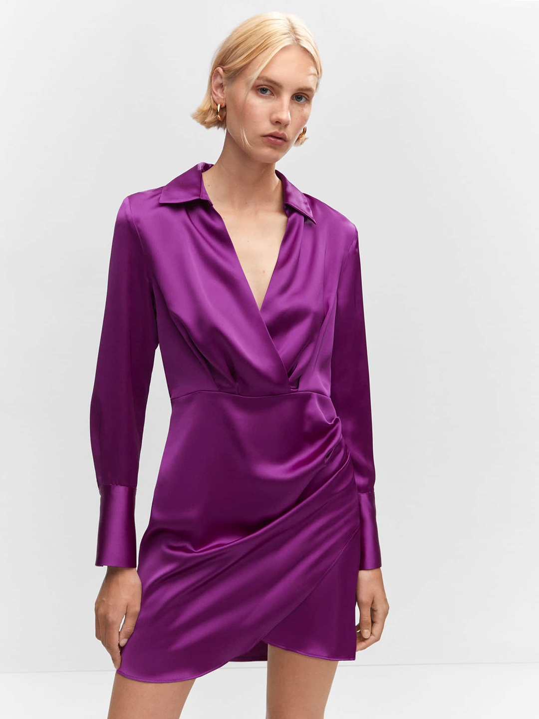 Mango satin wrap dress hotsell