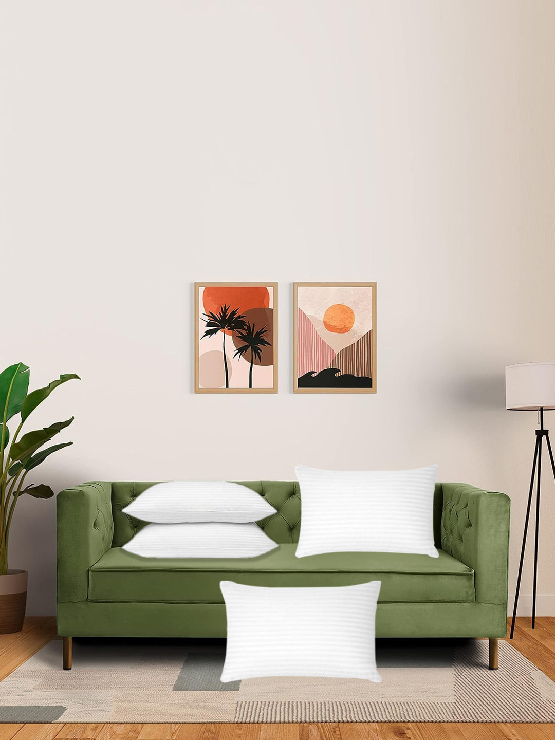 Adbeni White 4-Pcs Striped Cushion Fillers