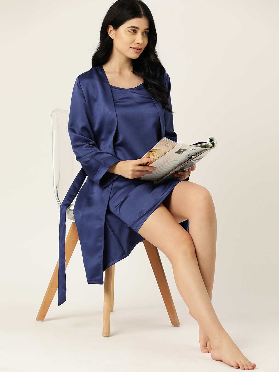 ETC Solid Nightdress with Robe