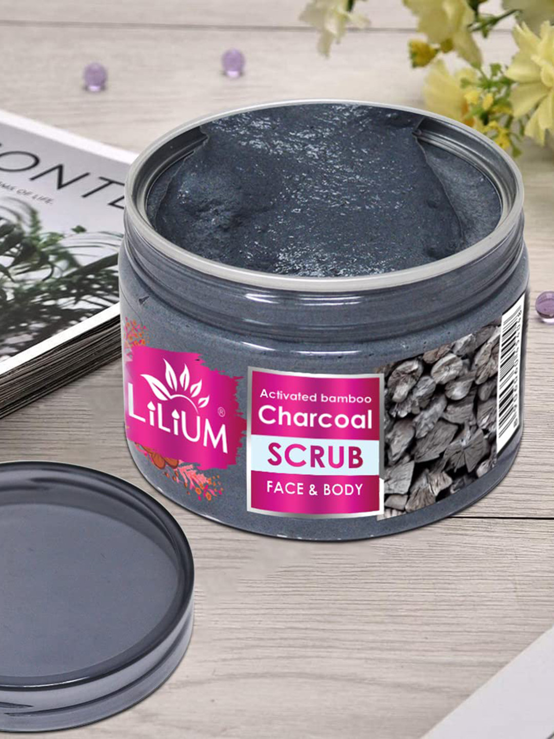 Lilium Activated Bamboo Charcoal Face & Body Scrub with Sweet Almond Oil - 250 g