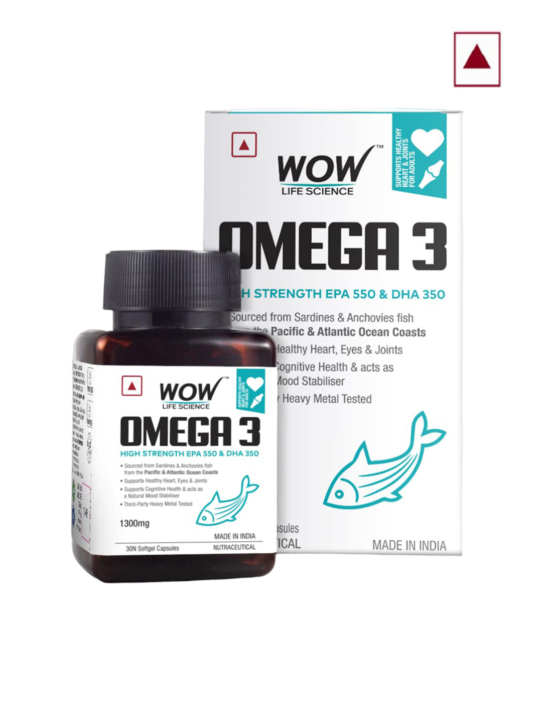 WOW Life Science Omega 3 High Strength 1300mg Capsules With Fish Oil - 30 Capsules