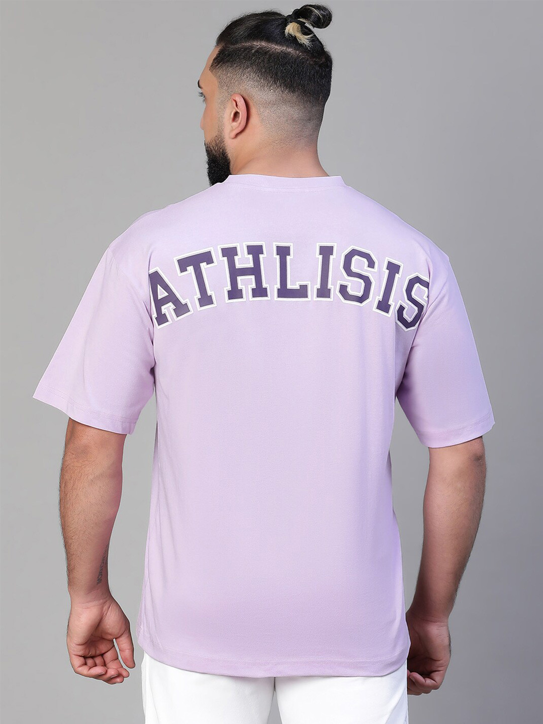 ATHLISIS Typography Printed Bio Finish Oversized Cotton T-shirt