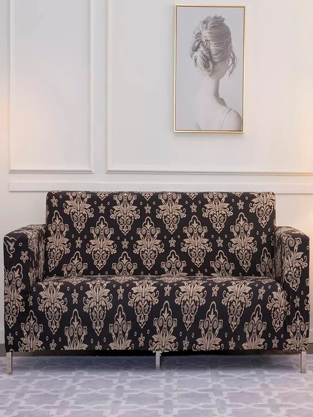 Dakshya Industries Brown & Beige Printed 3-Seater Sofa Cover