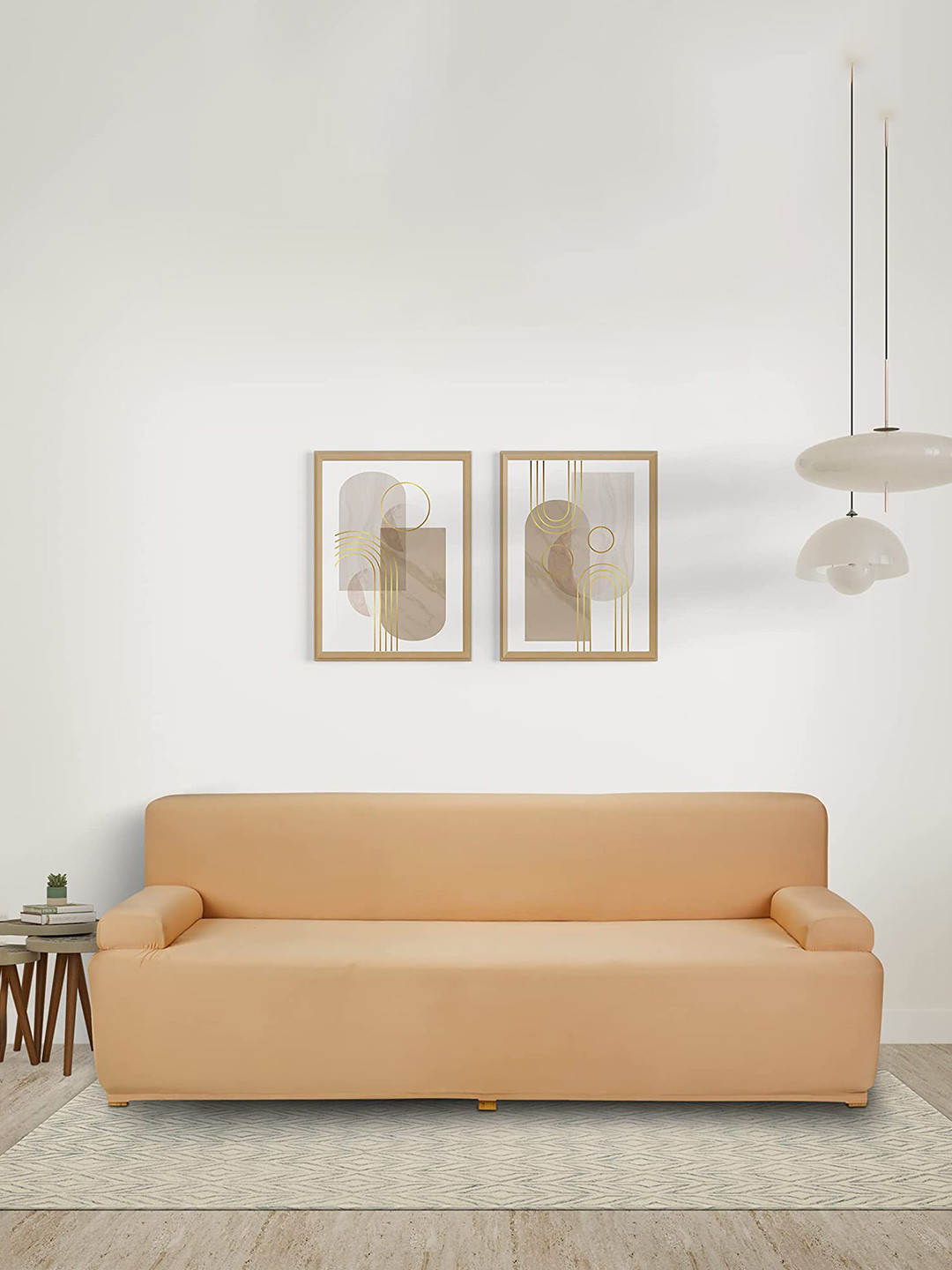 Dakshya Industries Beige  3-Seater Stretchable Sofa Cover