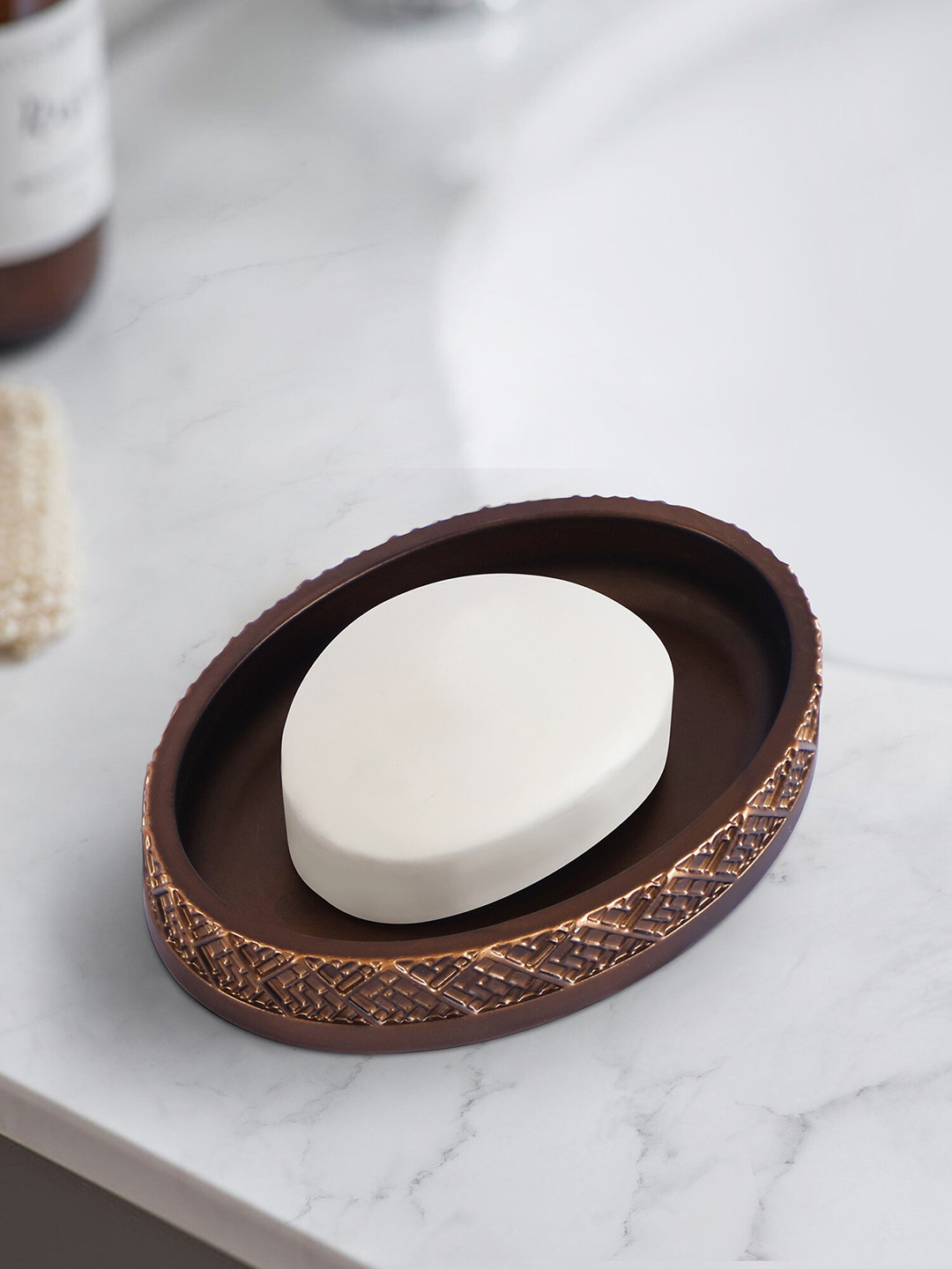 OBSESSIONS Brown Textured Soap Dish