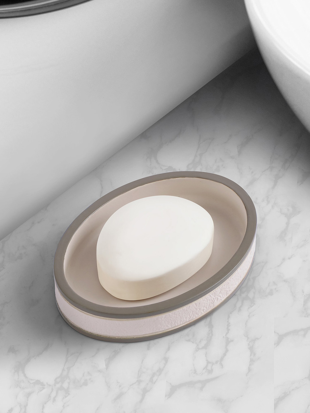 OBSESSIONS Beige & Brown Textured Soap Dish