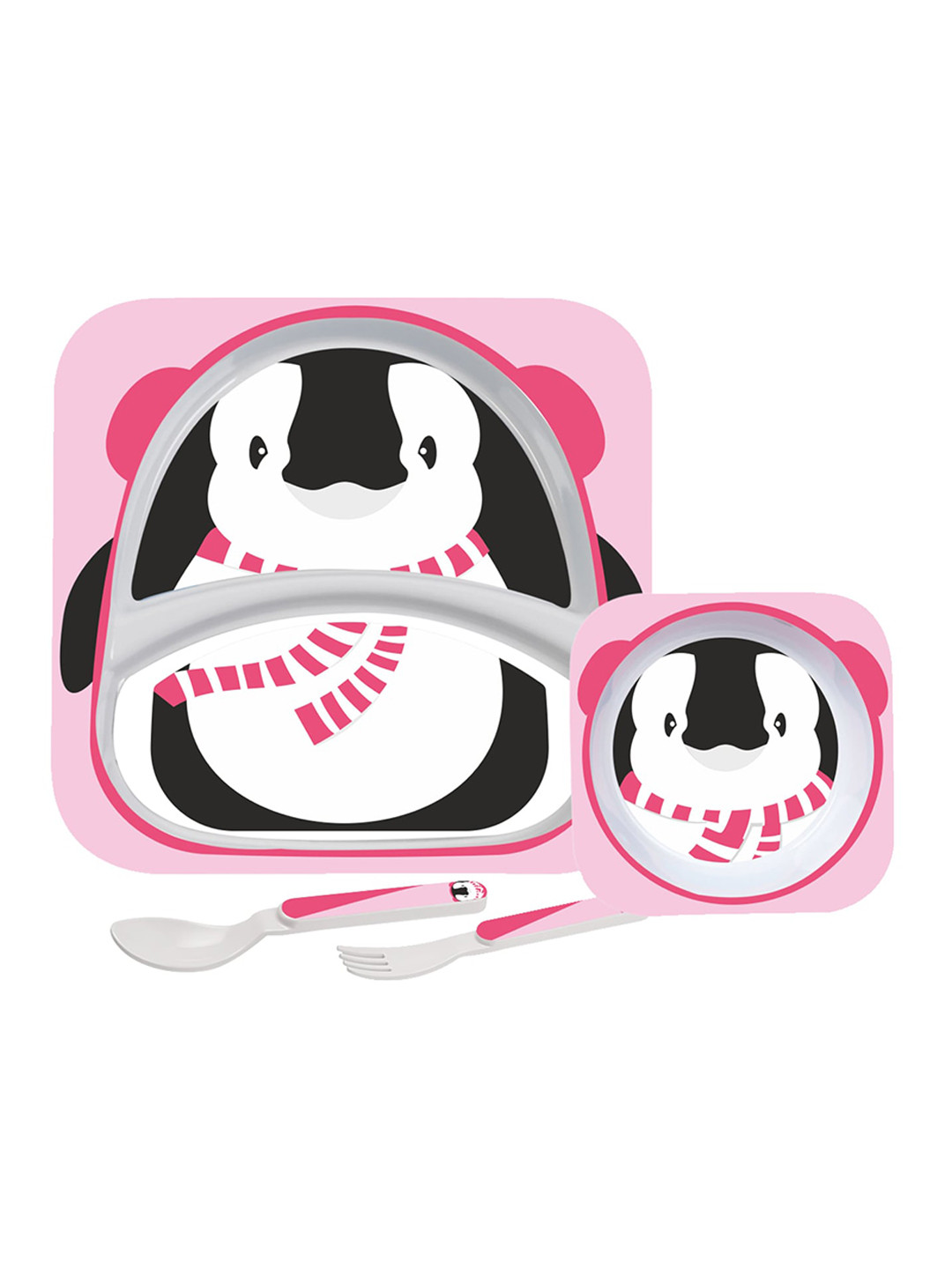 Cello 4 Pieces Pink & White Printed Melamine Glossy Dinner Set