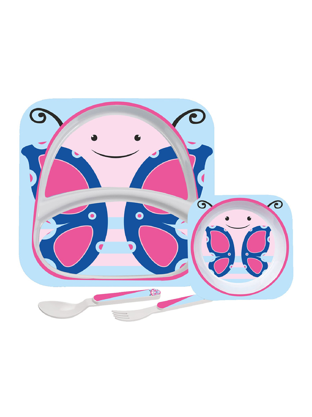 Cello 4 Pieces Pink & Blue Printed Melamine Matte Dinner Set