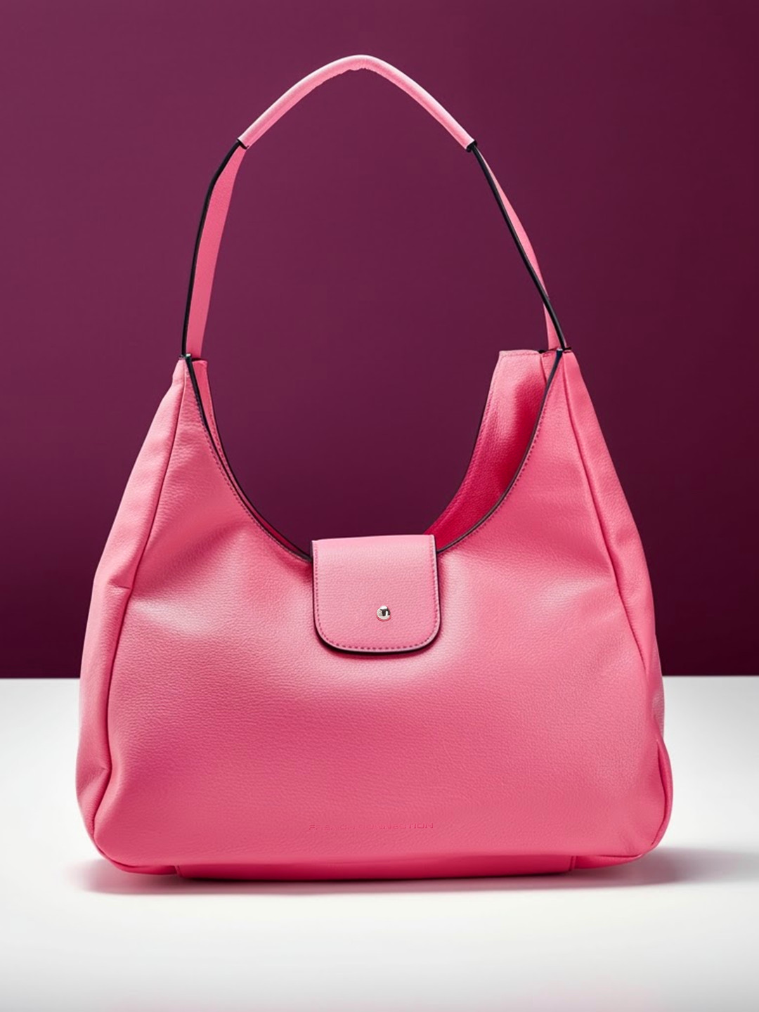 French Connection Textured Structured Hobo Bag