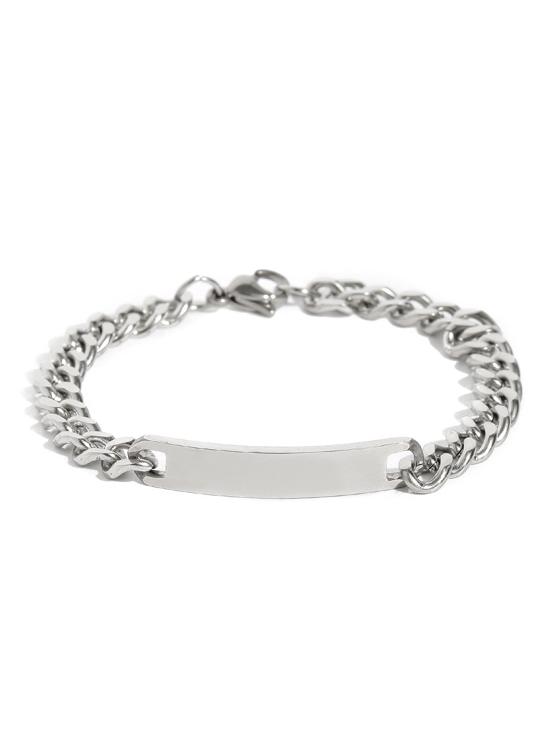 Yellow Chimes Silver-Toned Stainless Steel Chain Bracelet