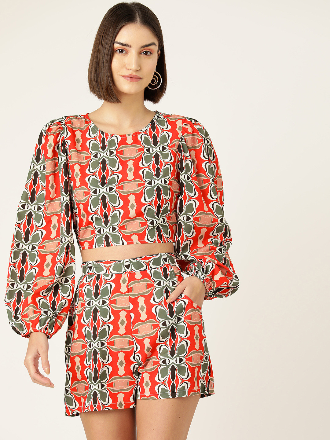 Sleek Italia Women Printed Top with Shorts