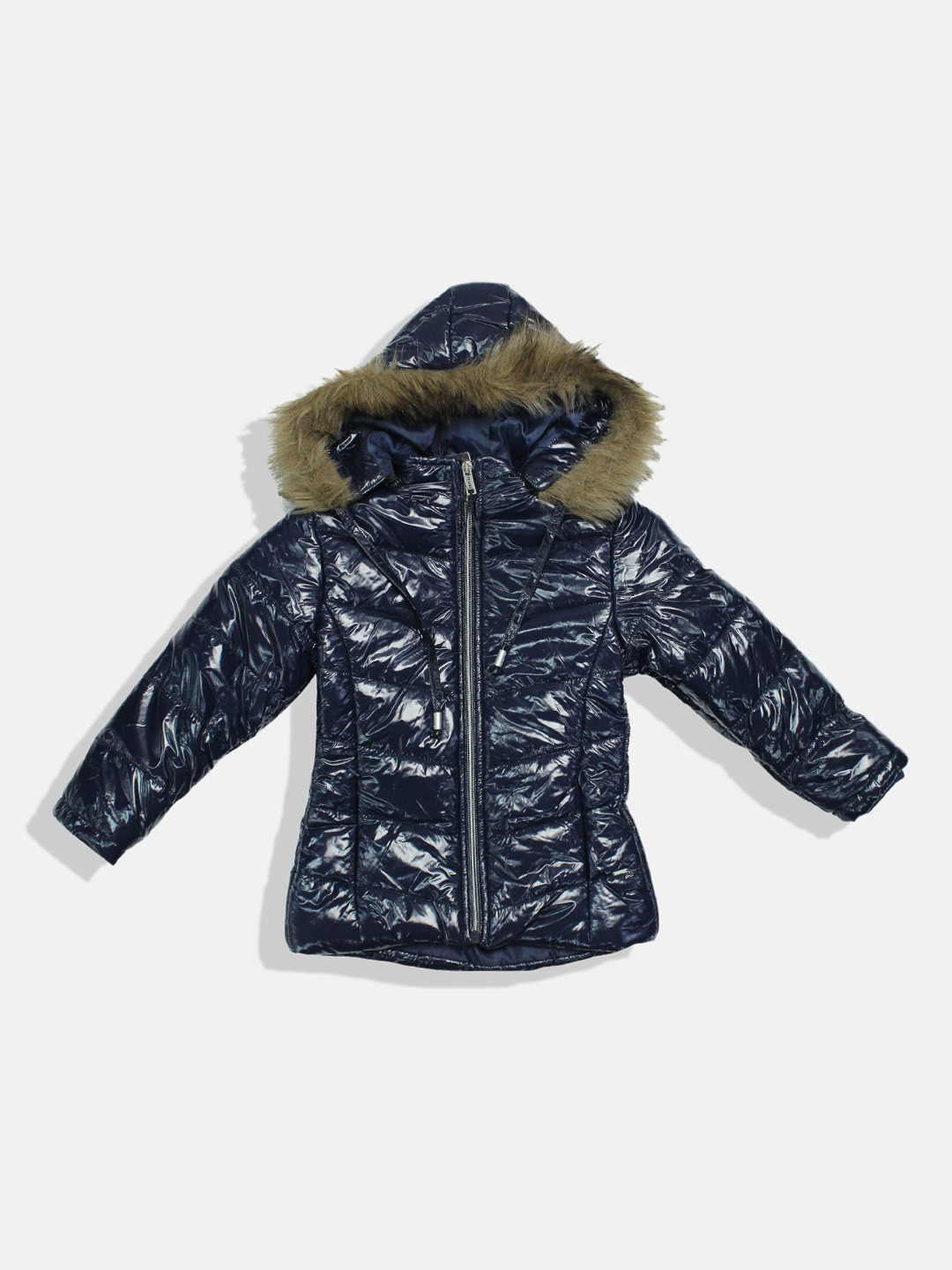 Okane Girls Heart Print Hooded Parka Jacket