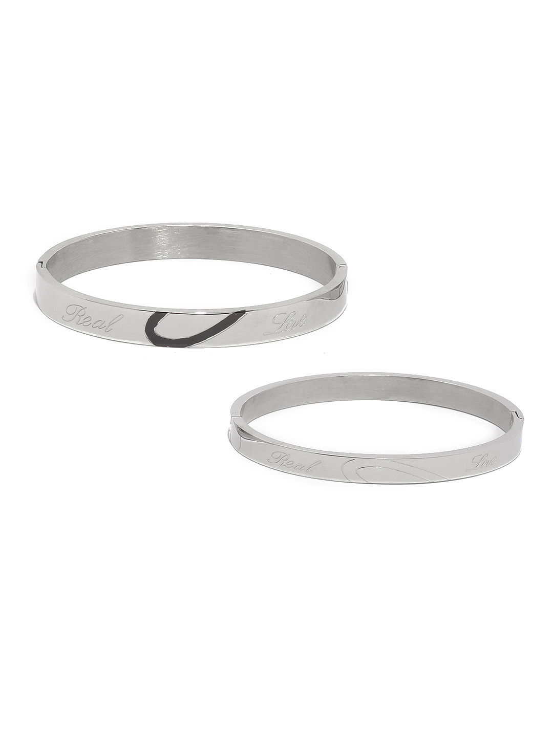 Yellow Chimes Love Engraved Heart Formation Two Piece Couple Bracelet