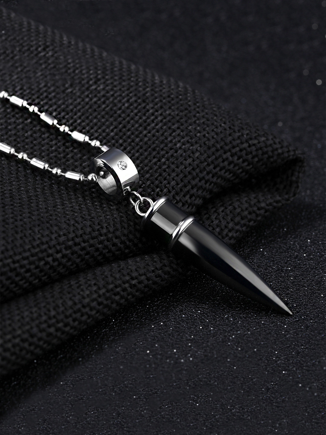 Yellow Chimes Black Bullet Stainless Steel Rocking Pendant