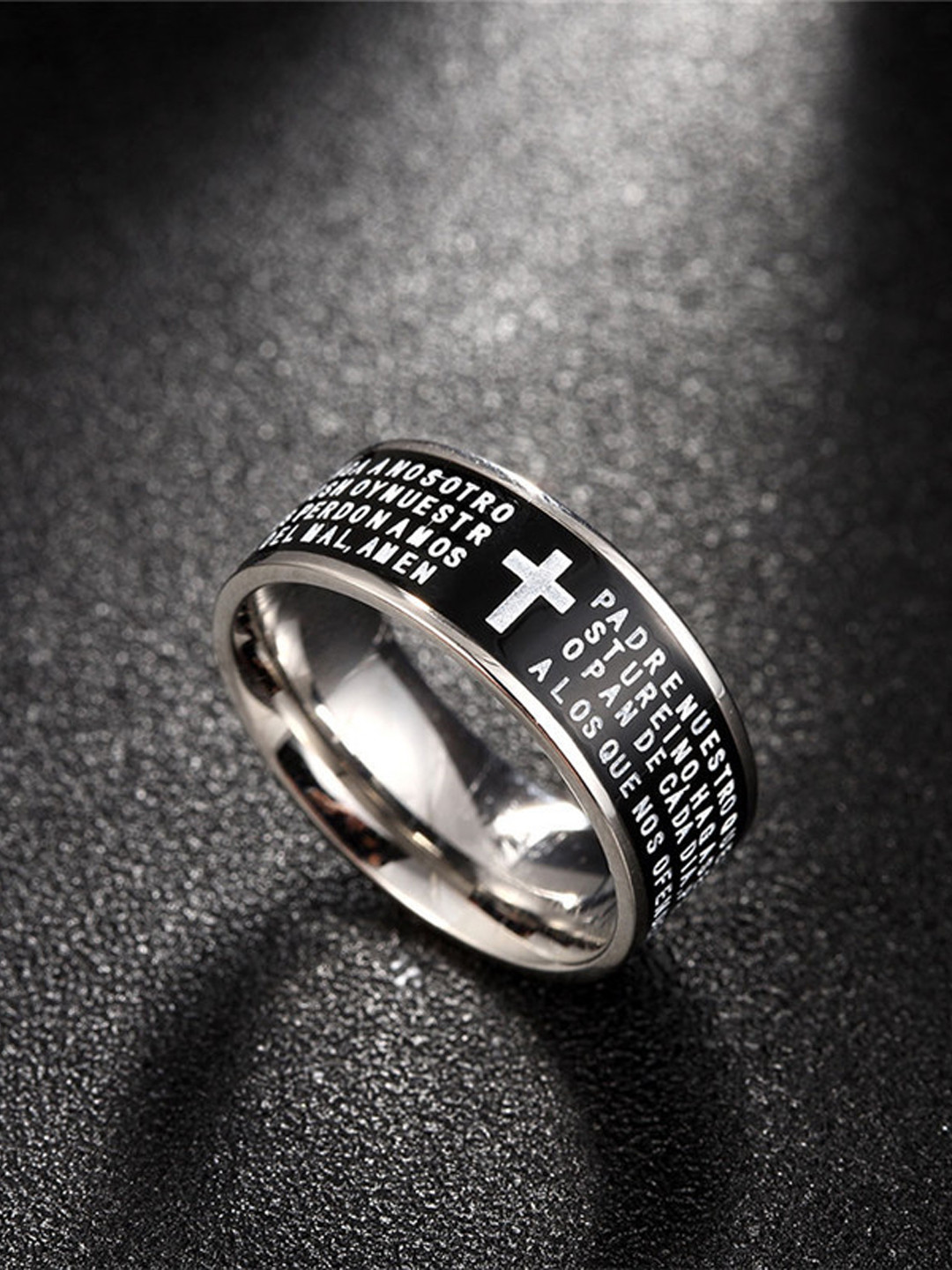 Yellow Chimes Black Stainless Steel Stress Relieving Rotatable Spinner Ring