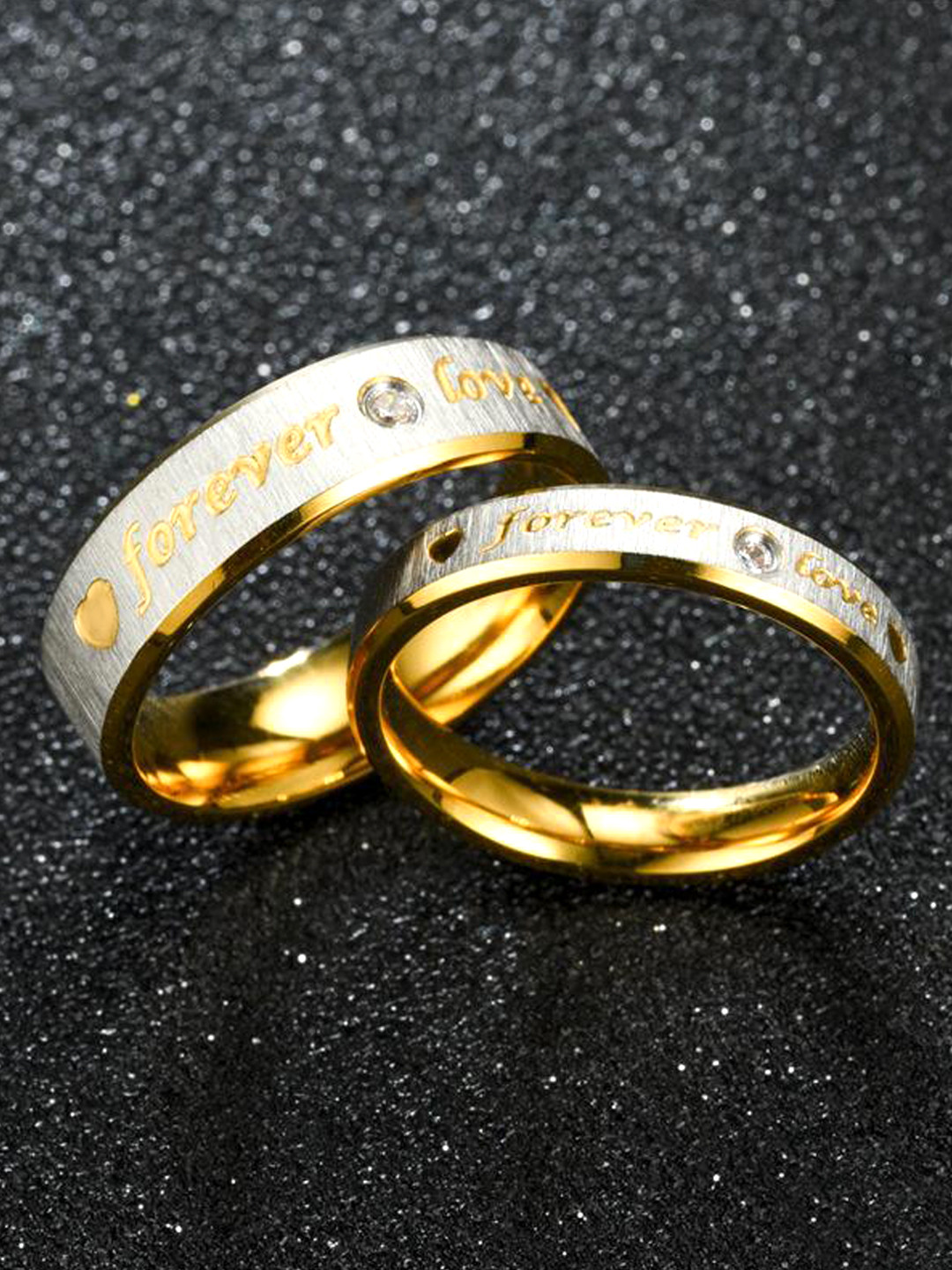 Yellow Chimes Unisex Set of 2 Gold Plated Proposal Couple Ring