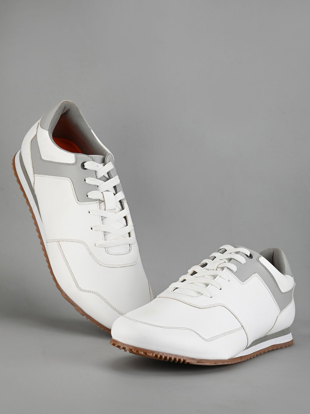 HRX by Hrithik Roshan Men White & Grey Retro Lightweight Comfort Insole Basics Sneakers