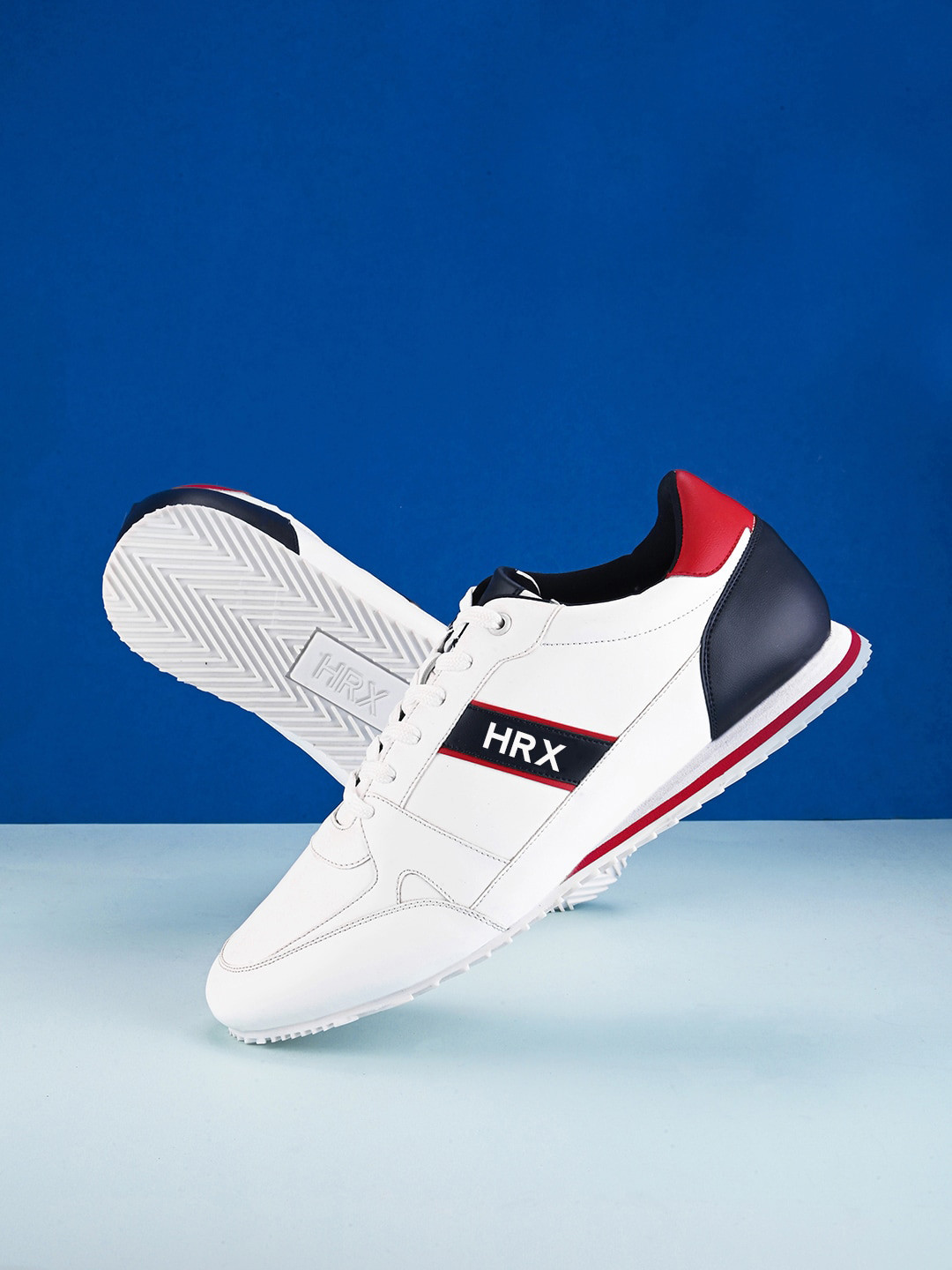 HRX by Hrithik Roshan Men White & Navy Blue Retro Lightweight Comfort Insole Sneakers