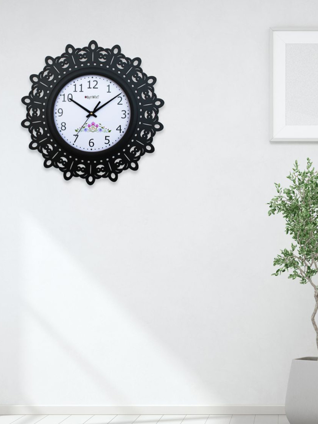 OLIVE TREE Black & White Wood Contemporary Wall Clock