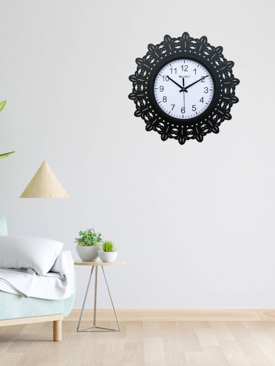 OLIVE TREE Black & White Wood Contemporary Wall Clock