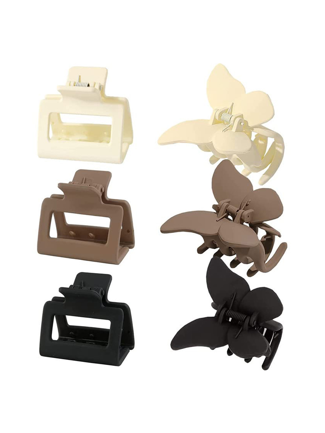 CHRONEX Set of 6 Assorted Butterfly & Rectangular Hair Claw Clips