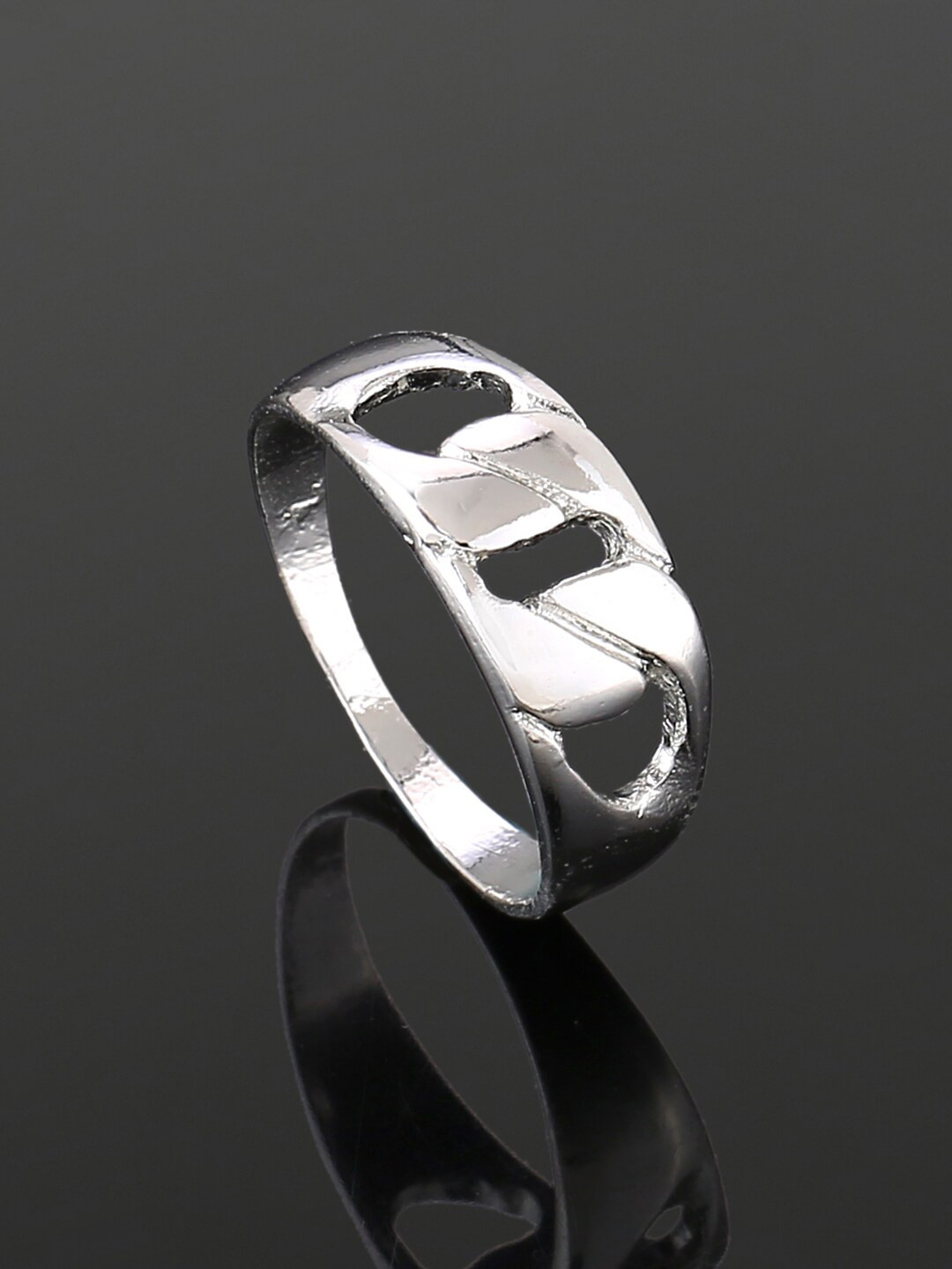 Estele Rhodium-Plated Cut-Out Slip-On Finger Ring