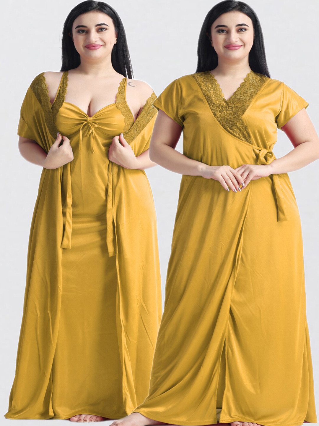 NIGHT KEYS Pack Of 2 Satin Sweat Nightdress