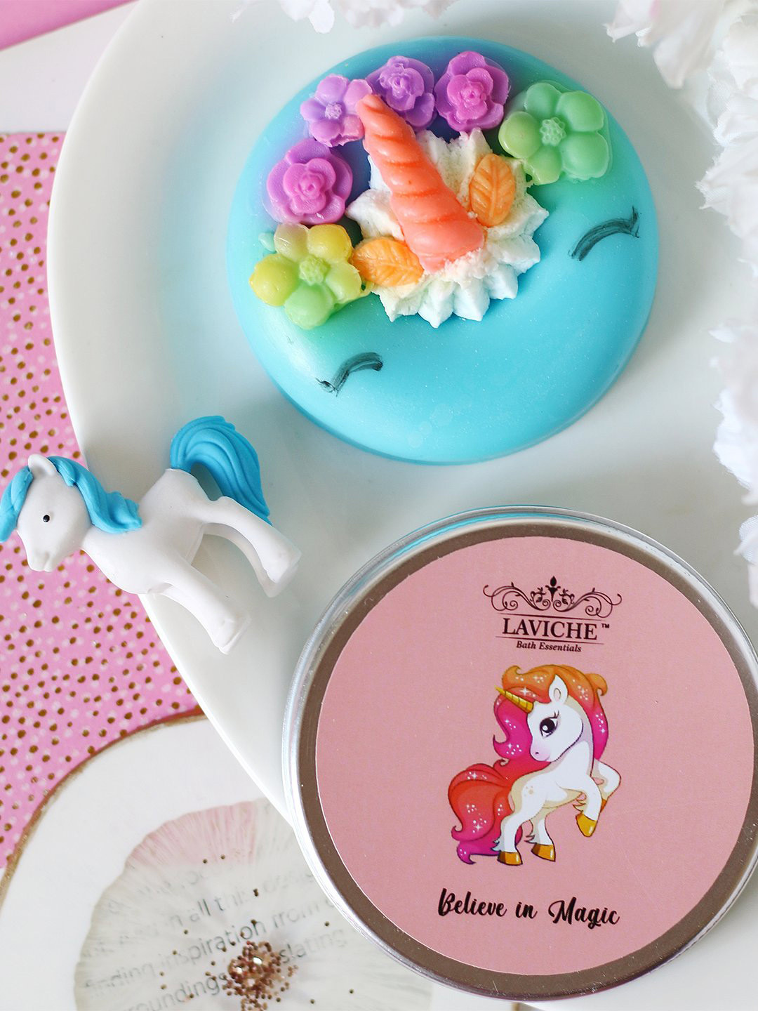 Laviche Bath Essentials Unicorn Donut Handmade Cream Soap - 300 g