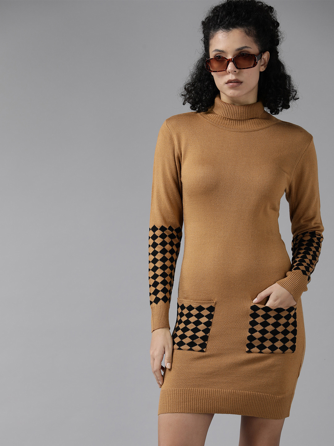 Roadster Checked Jumper Mini Dress