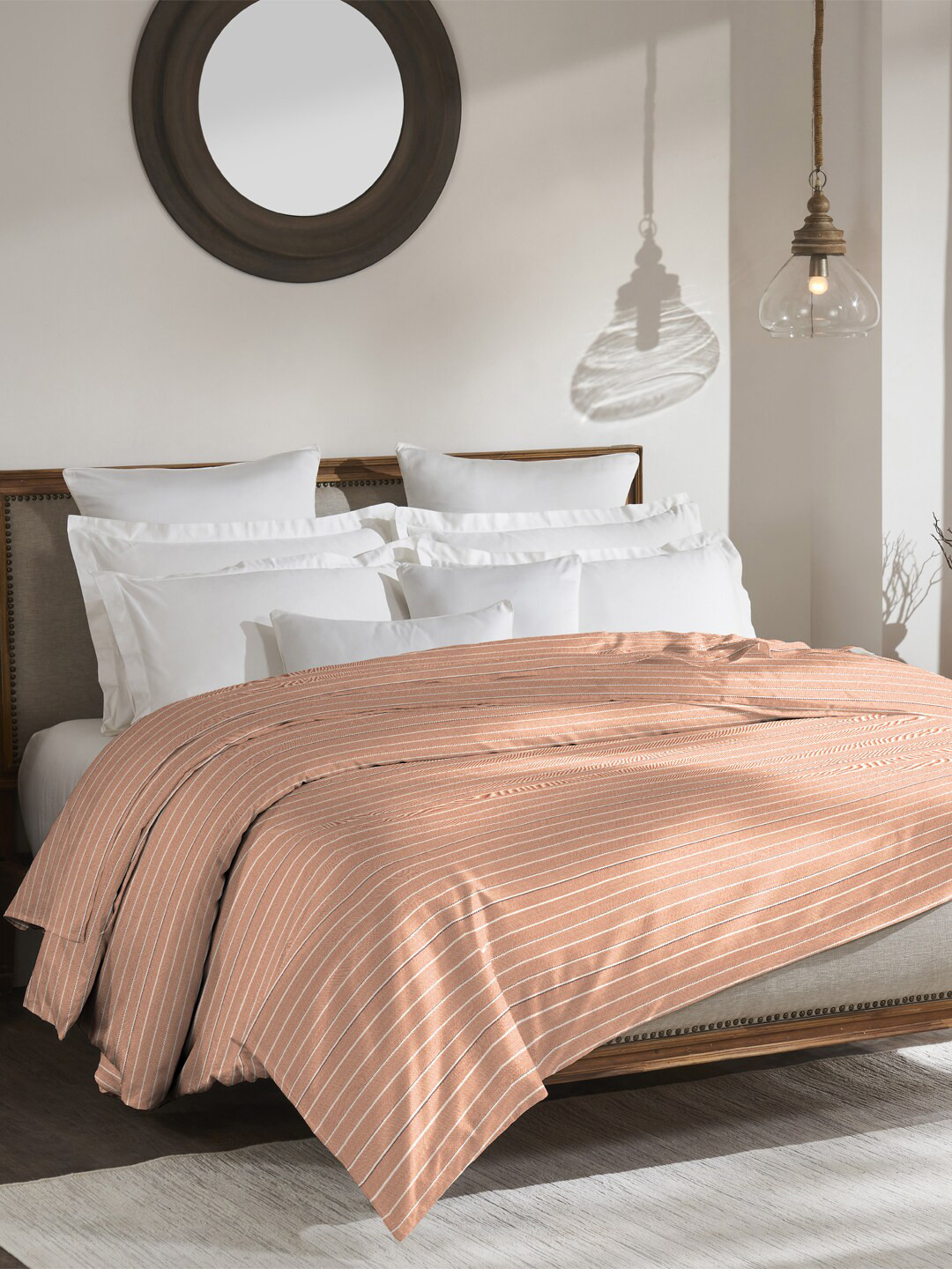 MYTRIDENT Shades of Comfort Brown Striped Mild Winter 150 GSM Double Bed Comforter