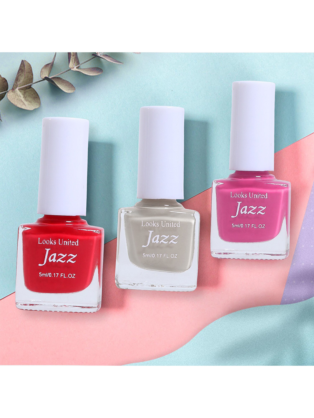 Looks United 6Pcs Jazz Nail Polish-5ml Each &15 Pcs Nail Art Striping Tape Rolls