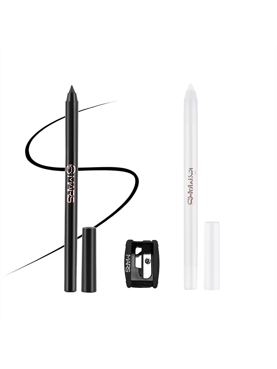MARS Set of 2 Wont Smudge Wont Budge Kajal With Free Sharpener - Black 03 & White 04
