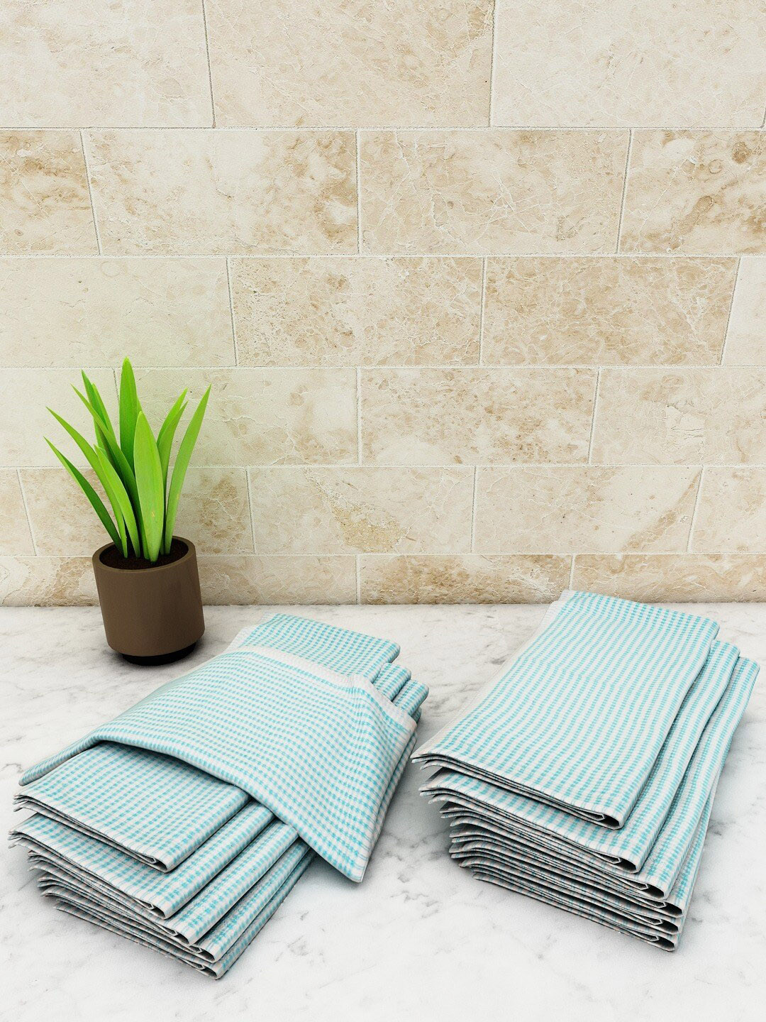 Athom Living Green 12-Pieces 325 GSM Cotton Kitchen Towel Set