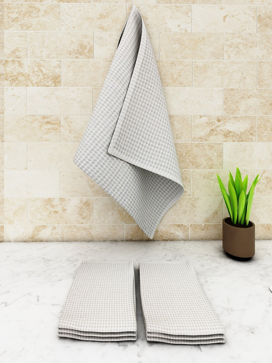 Athom Living Grey 6-Pieces Popcorn Textured Kitchen Towels