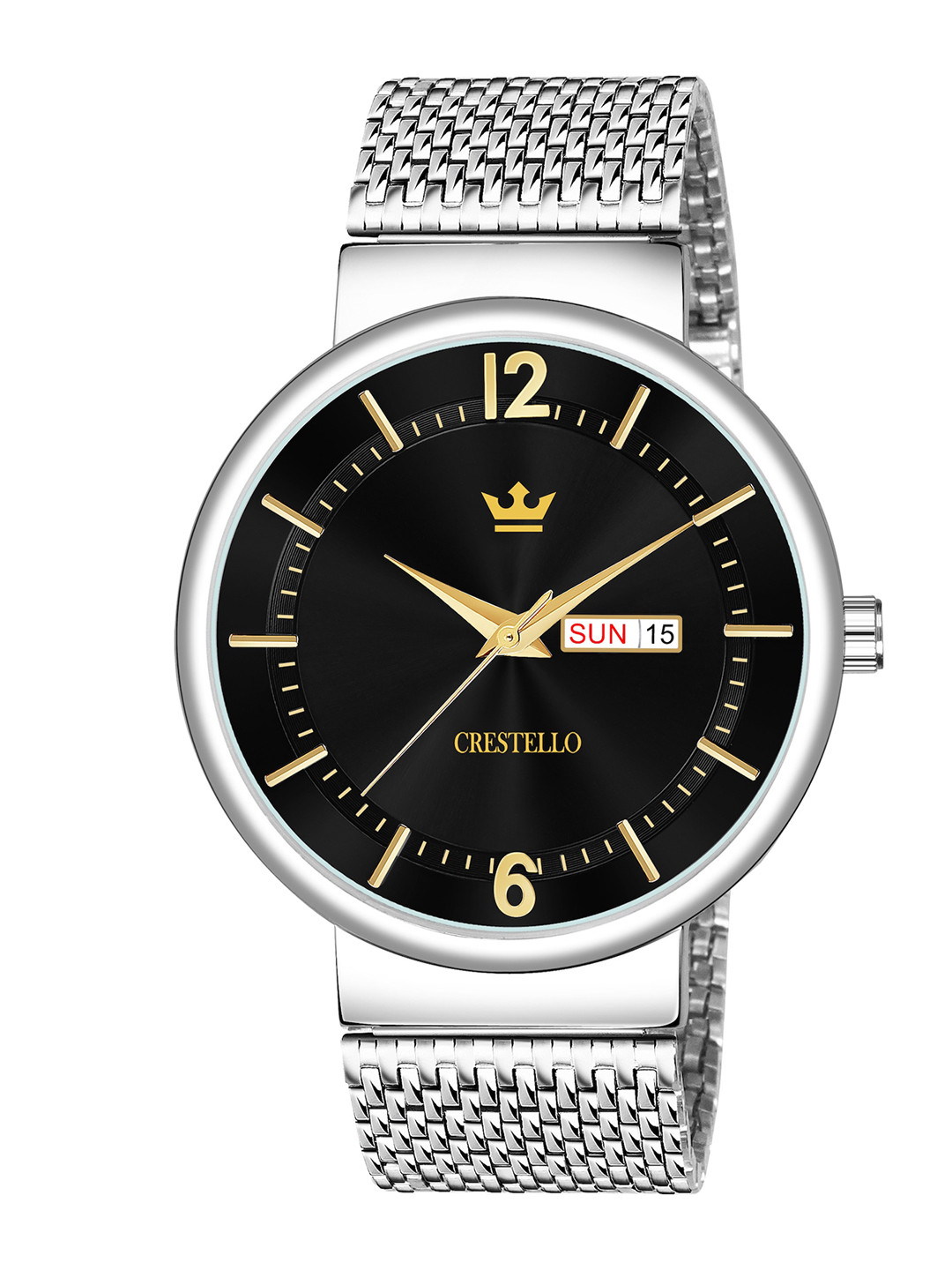 CRESTELLO Men Stainless Steel Straps Analogue Multi Function Watch CR-G035-BLK-CH