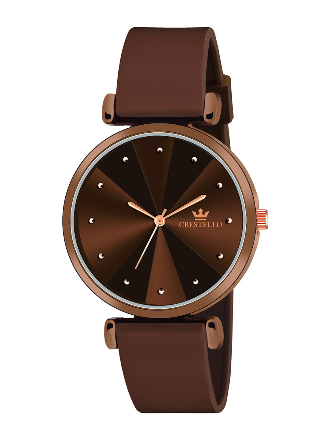 CRESTELLO Men Brass Dial & Straps Analogue Multi Function Watch CR-CK137-BRWN