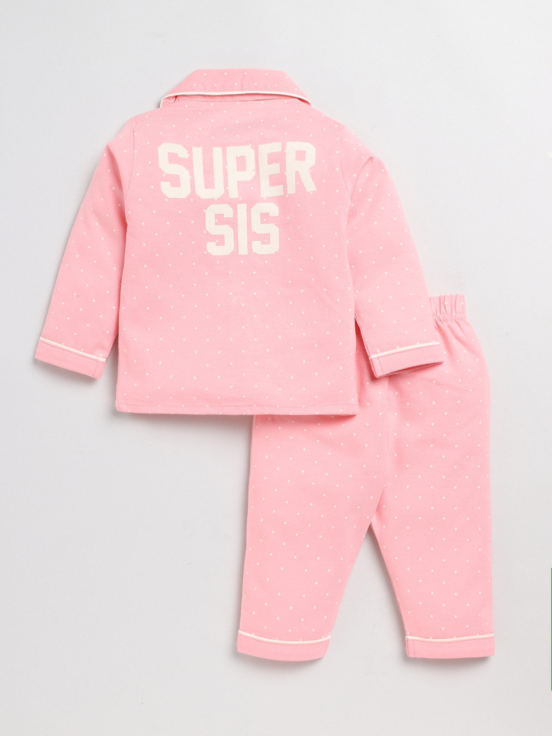 Clt.s Kids Polka Dot Printed Pure Cotton Night suit