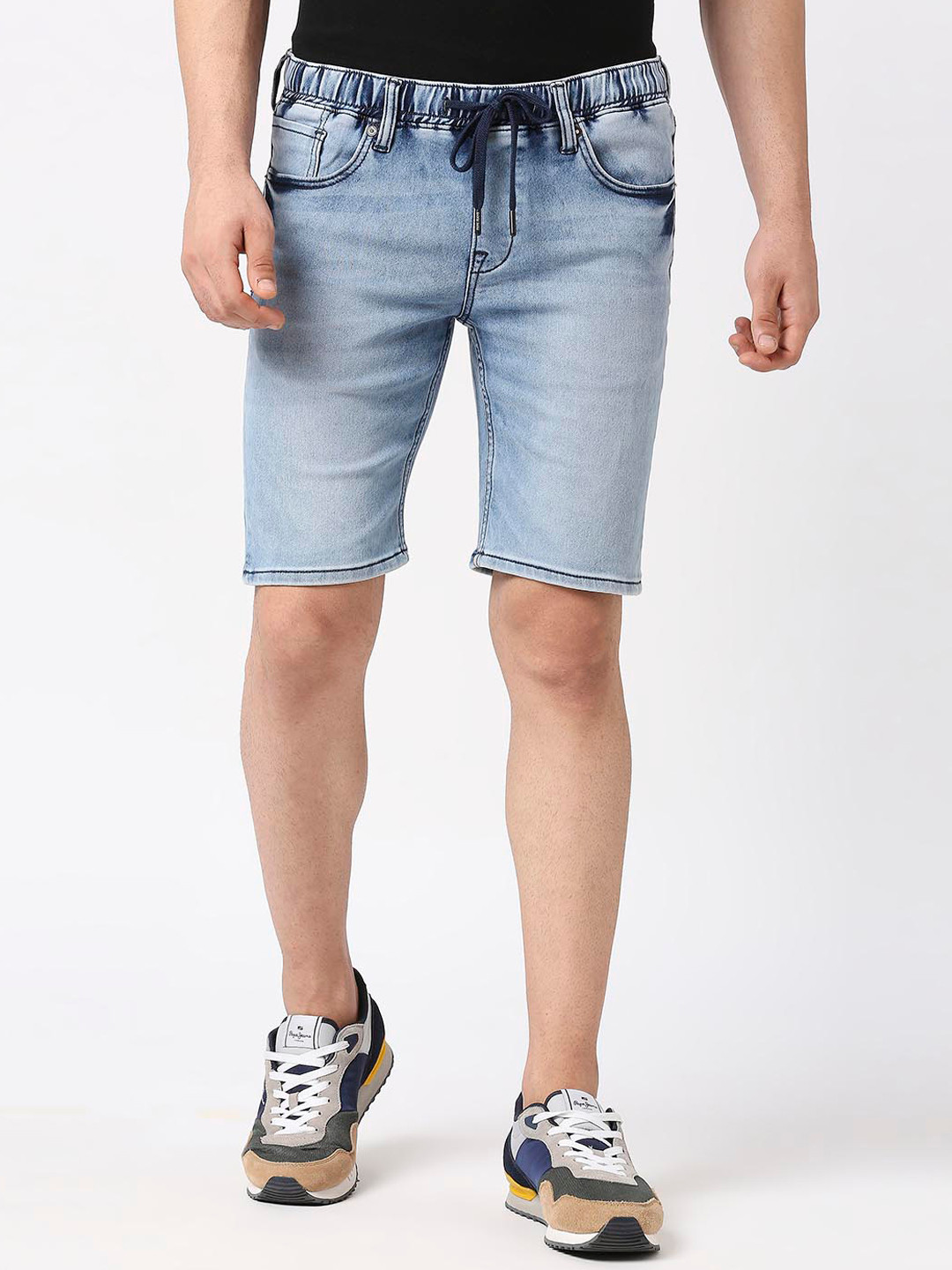 Pepe Jeans Men Washed Elasticated Denim Shorts