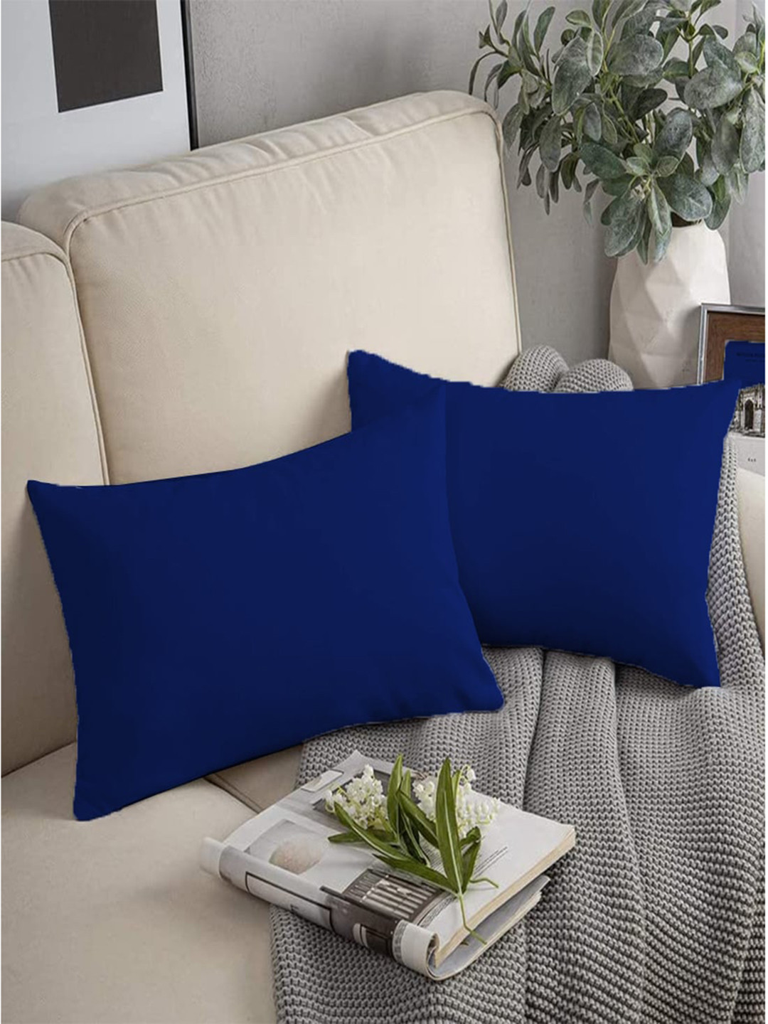 Adbeni Navy Blue 2 Pieces Pre-filled Cushions