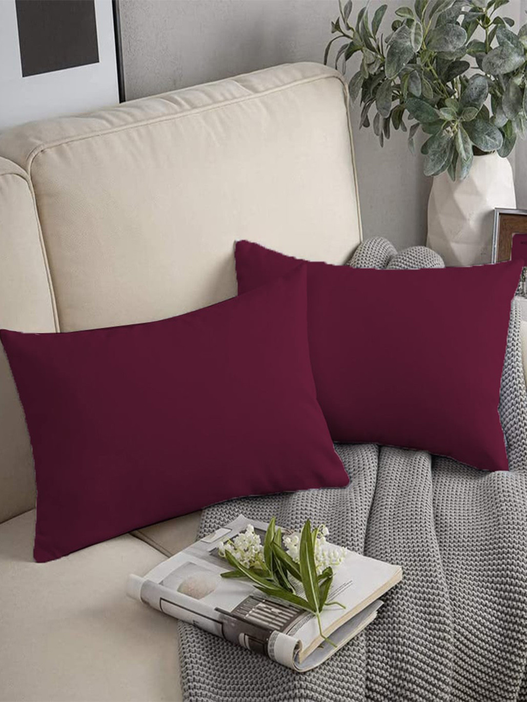 Adbeni Maroon 2-Peice Skin Friendly Cushions