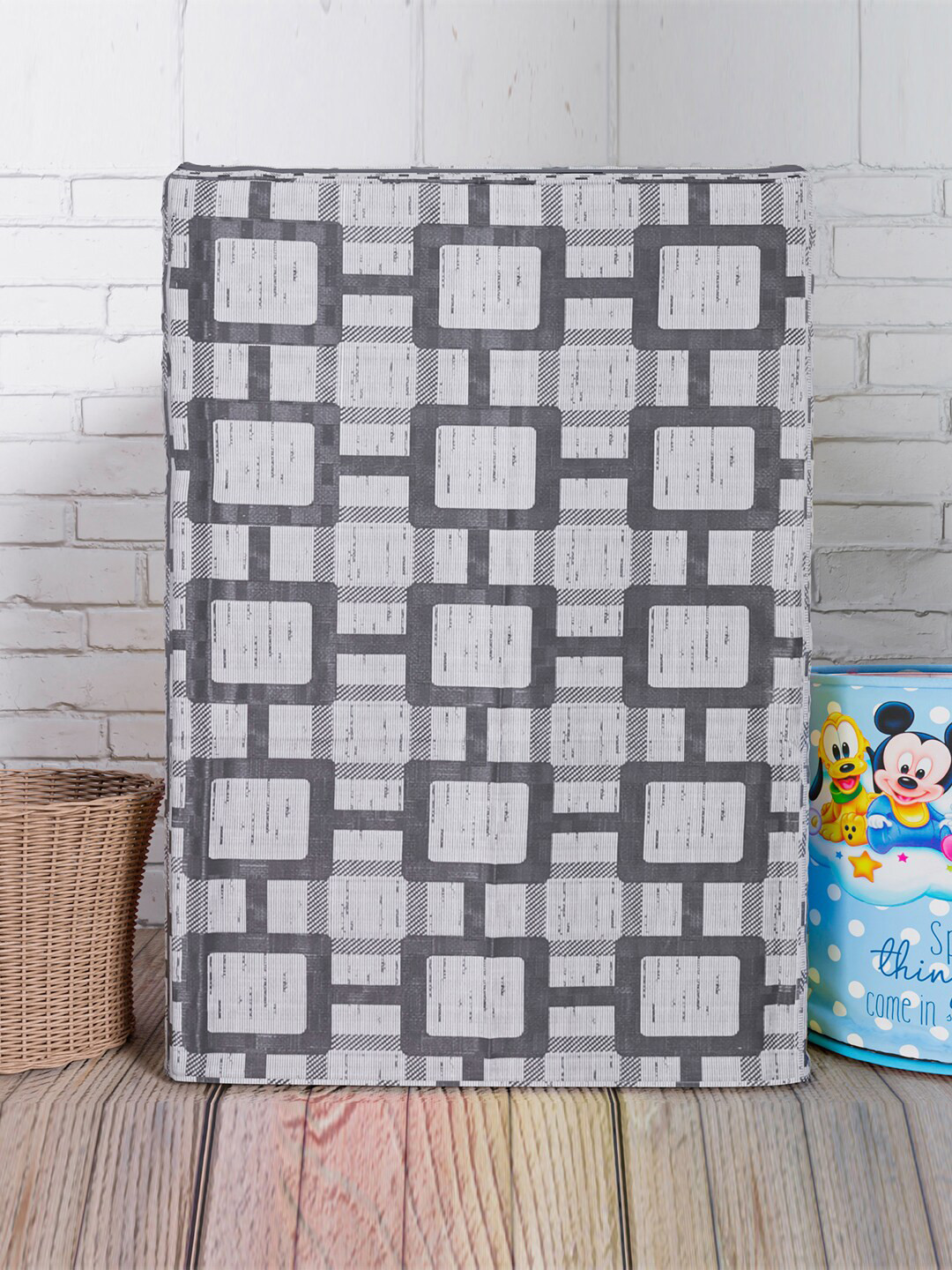 Kuber Industries Grey Printed Washing Machine Cover