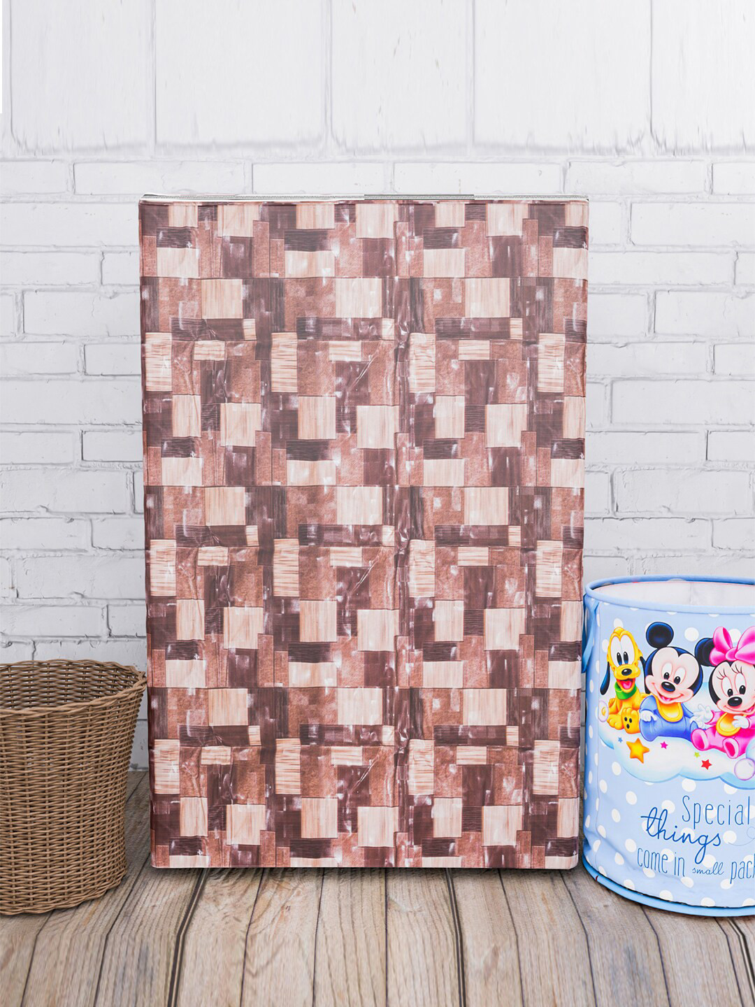 Kuber Industries Brown Printed Top Load Semi-Automatic Washing Machine Cover