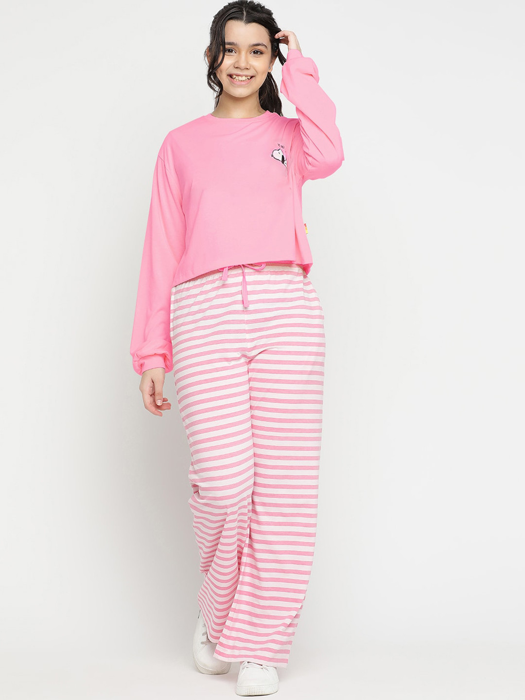 Lil Tomatoes Girls Striped T-Shirt With Palazzos